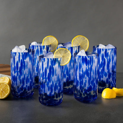 Thyme & Table 20 fl oz Blue Tortoise Drinking Glasses, Set of 6