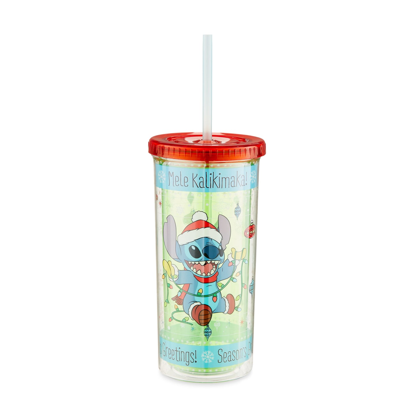 Lilo and Stitch Holiday Sweater Pattern Plastic Tall Cold Cup, 20 oz, 1 pack