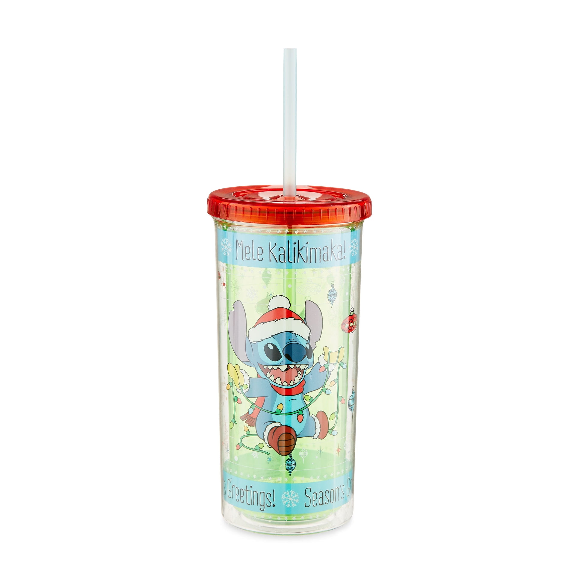 Lilo and Stitch Holiday Sweater Pattern Plastic Tall Cold Cup, 20 oz, 1 pack