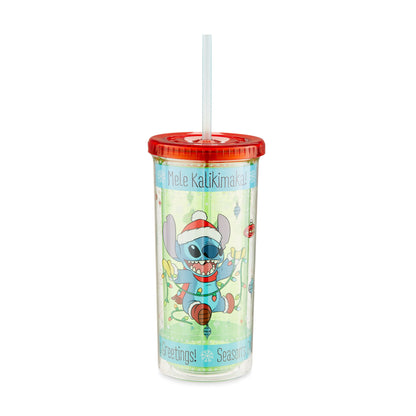 Lilo and Stitch Holiday Sweater Pattern Plastic Tall Cold Cup, 20 oz, 1 pack