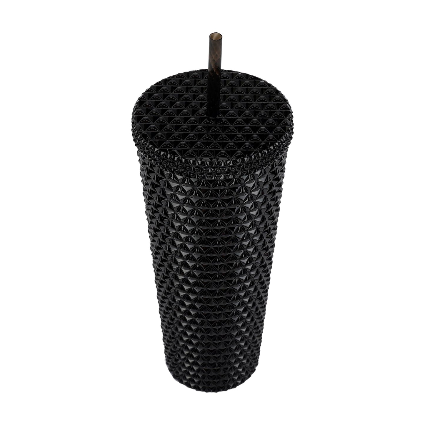 (4 pack) Mainstays 26-Ounce Capacity Plastic Double Wall Insulated Iridescent Textured Tumbler with Straw, Black