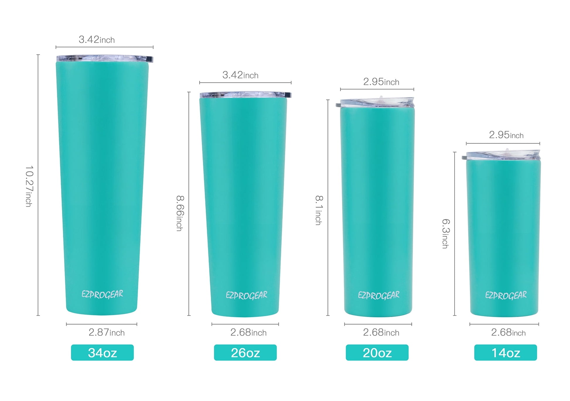 Ezprogear 34 oz Stainless Steel Slim Tumbler Double Wall Vacuum Insulated Cup with Straws (Black)