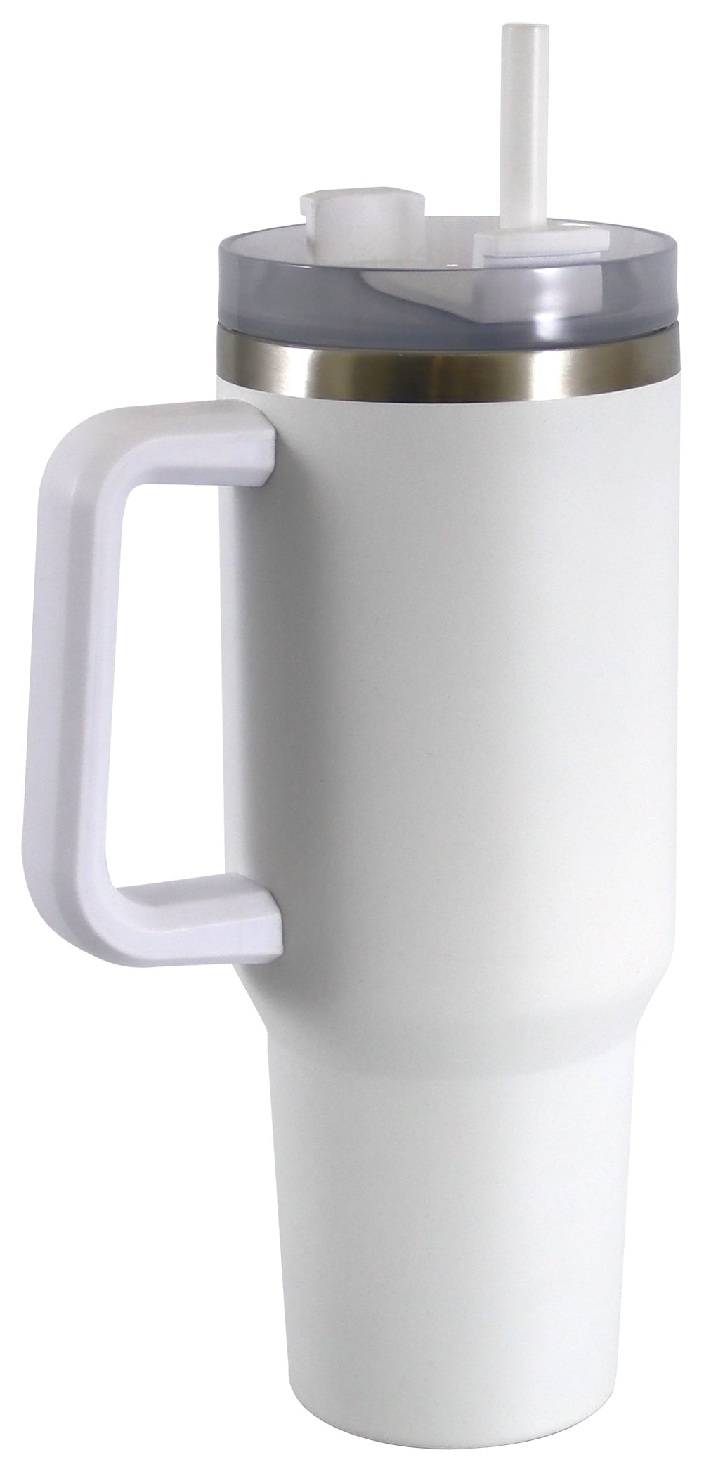 (2 pack) Mainstays 40 oz Stainless Steel Tumbler with Straw and Handle, Double Wall Insulated, White