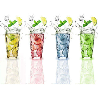 SOFTGAS 16 oz Plastic Tumblers Drinking Glasses, Clear Acrylic Drinking Cups Wine Glasses Beverage Cups Tumbler for Poolside Party, Outdoor&Indoor, Stackable, Easy to Clean, Large Capacity 4 Pcs