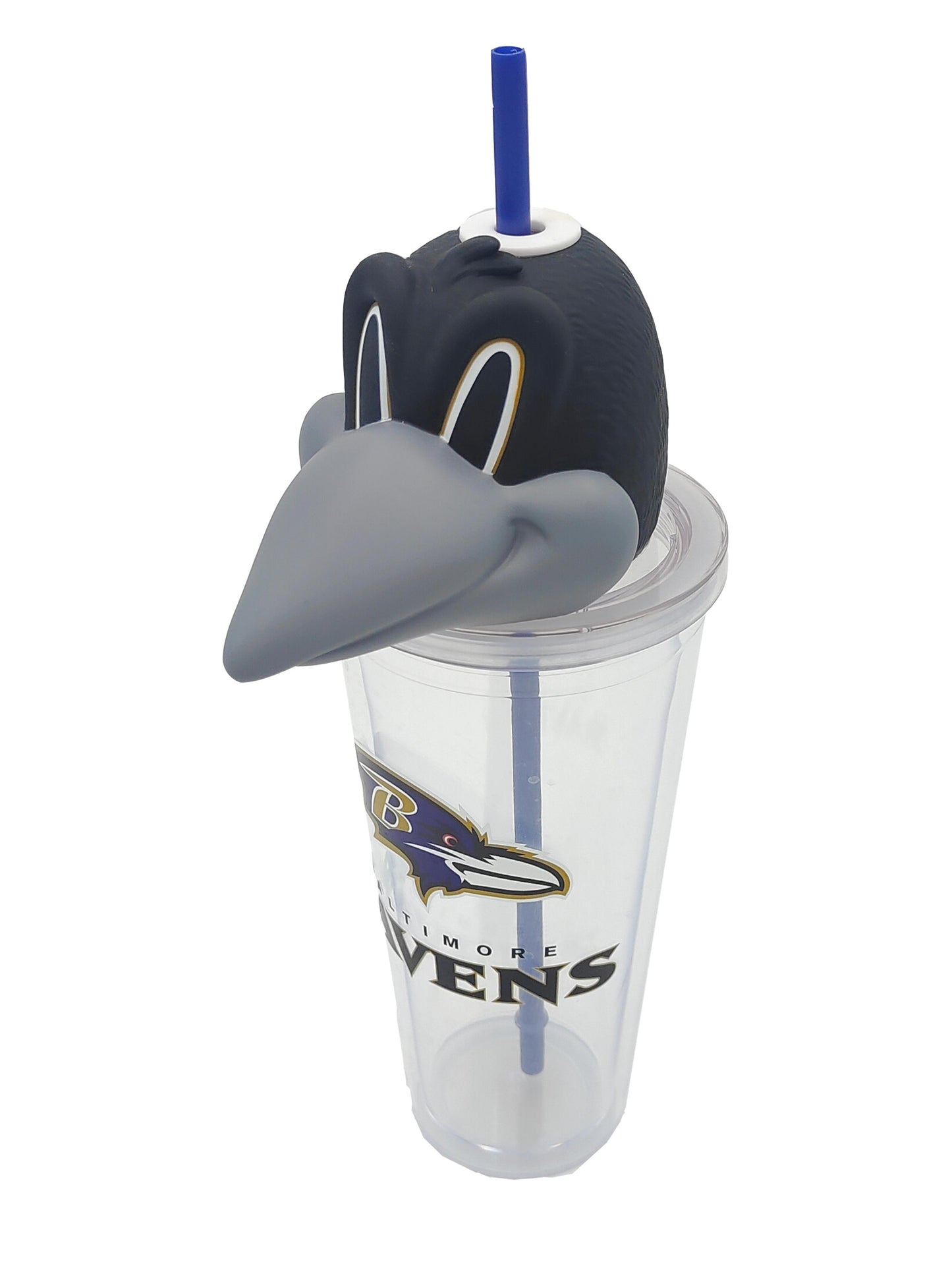 NFL Baltimore Ravens Acrylic Tumbler with Team Color Straw and Team Mascot Lid Enclosure