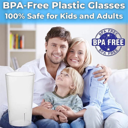 Plastic Unbreakable Tumblers Cups 12oz, Set of 8 Plastic Drinking Glasses, NOGIS Restaurant-Style Tumblers, Commercial-Grade Cups, Stackable, BPA-Free, Shatter-Proof, Dishwasher-Safe, Clear