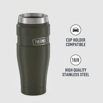 Thermos Stainless King Vacuum Insulated Stainless Steel Tumbler, 16oz, Matte Army Green